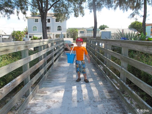 Tyler ready to go to the beach! Notice the surfer's attire.